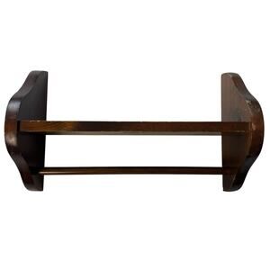 Vintage Wood Wall Shelf With Towel Bar Cottagecore Farmhouse Country Kitchen 13”